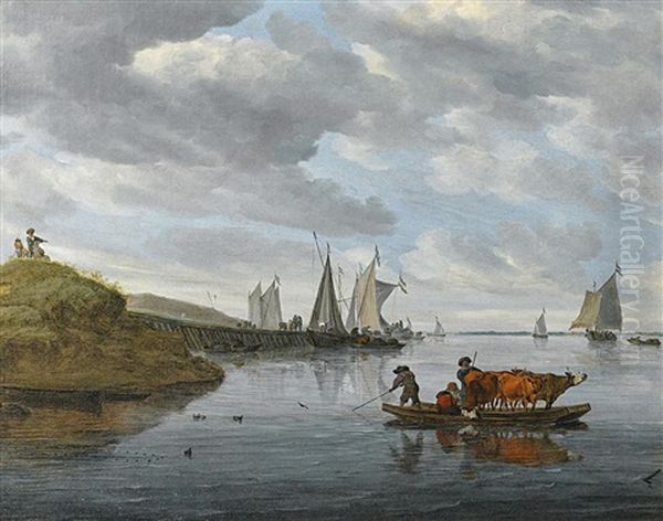 Grose Flusslandschaft Oil Painting by Salomon van Ruysdael