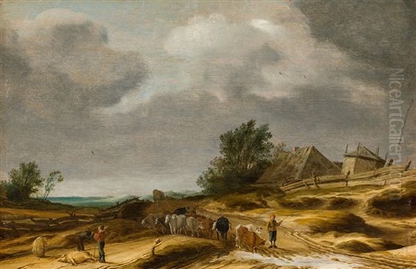 Dune Landscape With Farmhouse Oil Painting by Salomon van Ruysdael