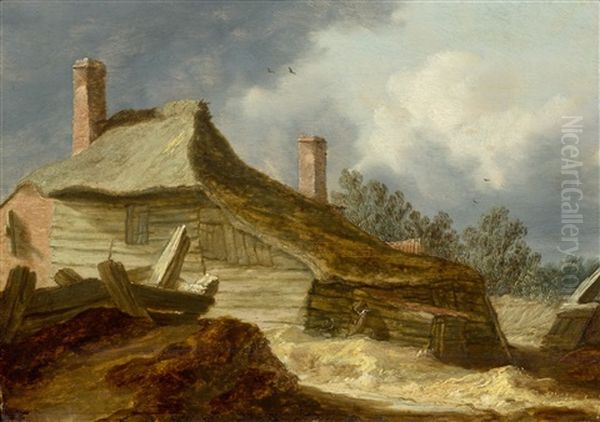 Peasant Cottage In A Landscape Of Dunes Oil Painting by Salomon van Ruysdael