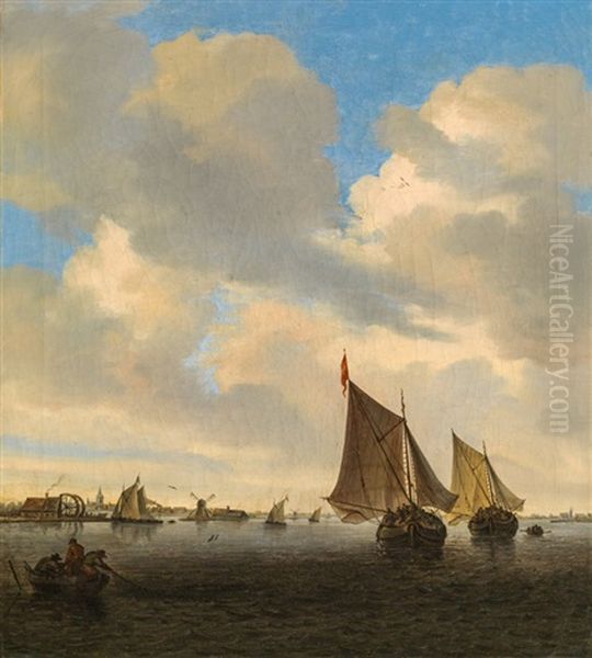 Segelboote Vor Der Kuste Oil Painting by Salomon van Ruysdael