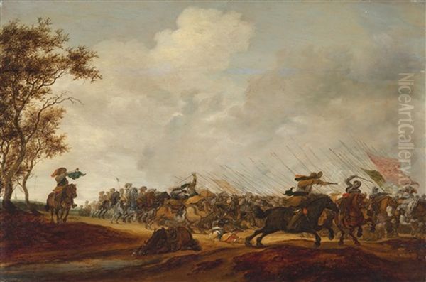 An Engagement Between Horsemen And Pikemen Oil Painting by Salomon van Ruysdael