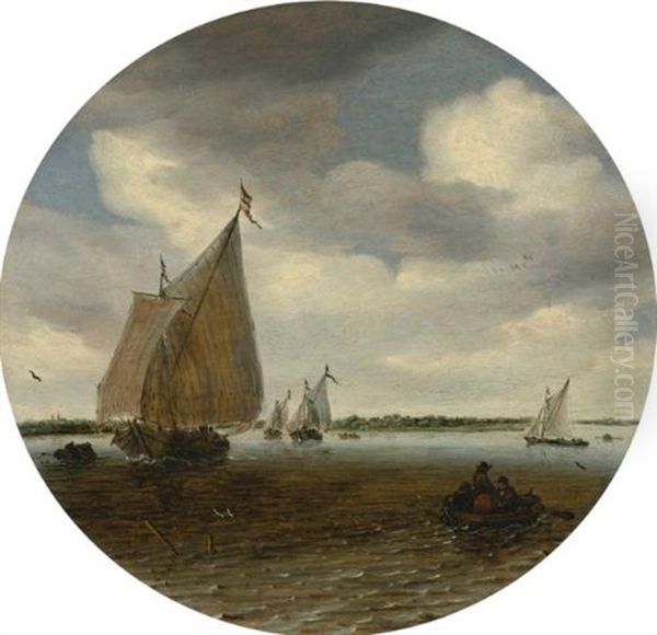 Shipping In A Choppy Sea Oil Painting by Salomon van Ruysdael