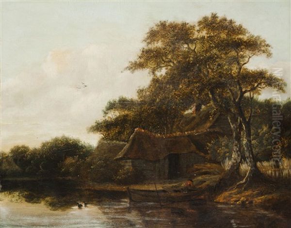 Gehoft Am Fluss Oil Painting by Salomon van Ruysdael