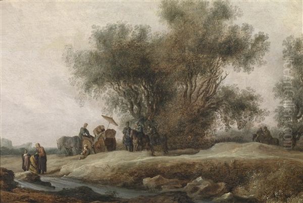 Bewaldete Flusslandschaft Mit Der Taufe Des Mohrenkammerers Oil Painting by Salomon van Ruysdael