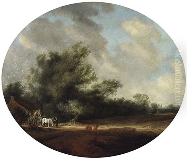 Landschaft Mit Bauerngehoft Oil Painting by Salomon van Ruysdael