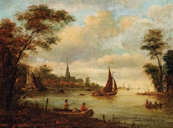 Pecheurs Aux Abords D'une Ville Oil Painting by Salomon van Ruysdael