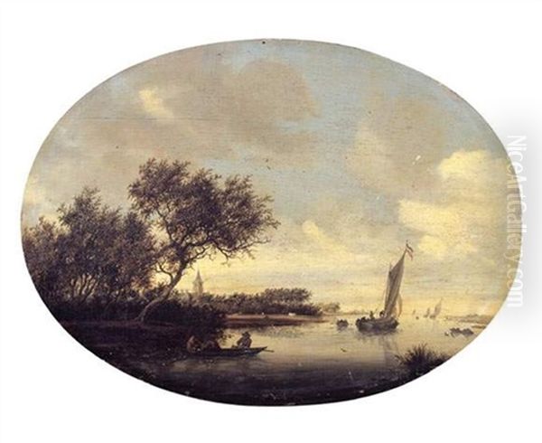 Chasse Aux Canards Sur Une Riviere Oil Painting by Salomon van Ruysdael