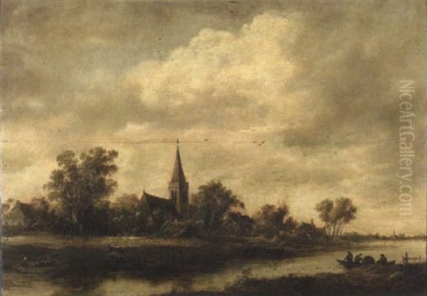 Paysage Fluvial Avec Pecheurs Remontant Leurs Filets by Salomon van Ruysdael