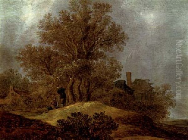 Dunenlandschaft Mit Zwei Bauern Oil Painting by Salomon van Ruysdael