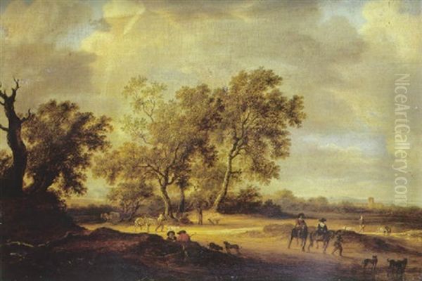 Paysage Boise Aux Cavaliers Sur Le Chemin Oil Painting by Salomon van Ruysdael