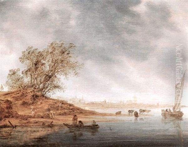 Blick Uber Den Rhein Bei Arnheim Oil Painting by Salomon van Ruysdael