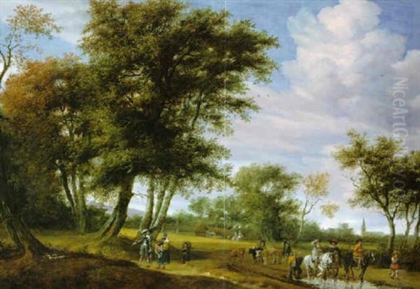 Waldlandschaft Mit Reitern Oil Painting by Salomon van Ruysdael