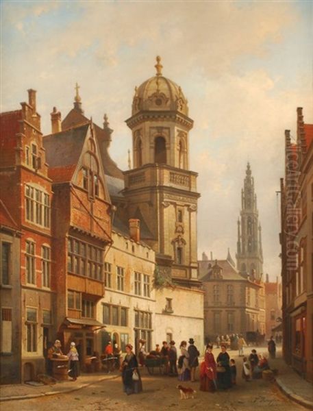 Vue D'anvers Oil Painting by Jean (Jan) Michael Ruyten