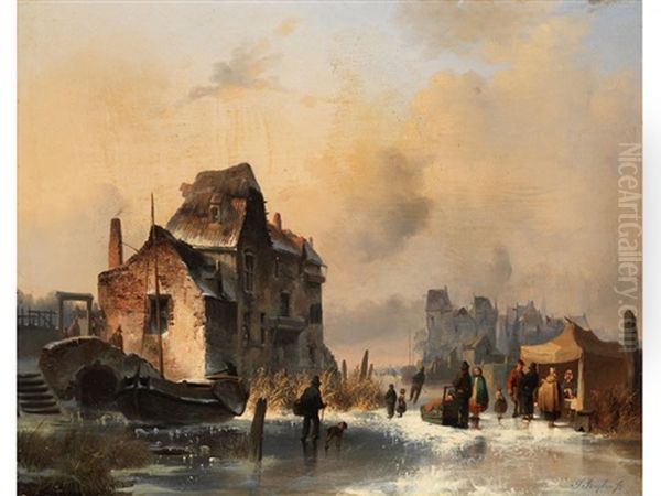 Winterliche Stadtlandschaft Mit Verfallenen Gebauden Oil Painting by Jean (Jan) Michael Ruyten