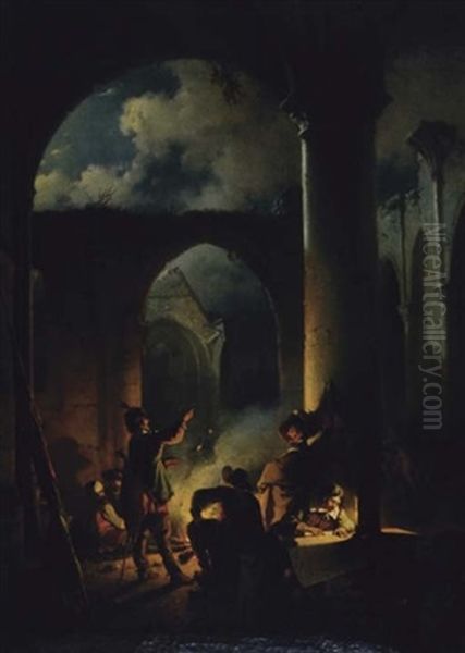 Secret Meeting Among The Ruins Oil Painting by Jean (Jan) Michael Ruyten