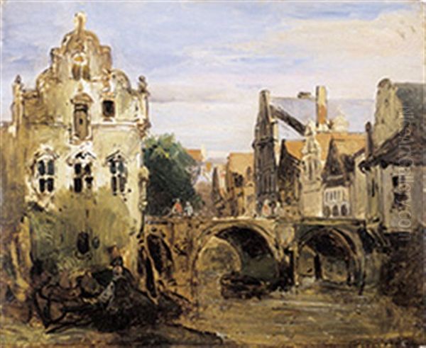 Stadsgezicht Te Mechelen Oil Painting by Jean (Jan) Michael Ruyten