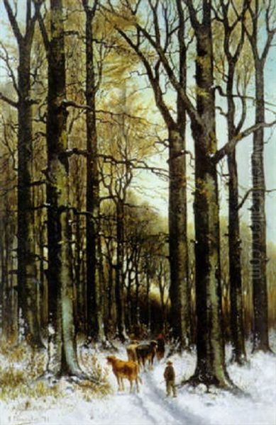 Environs D'anvers - Effet De Neige Oil Painting by Jean (Jan) Michael Ruyten