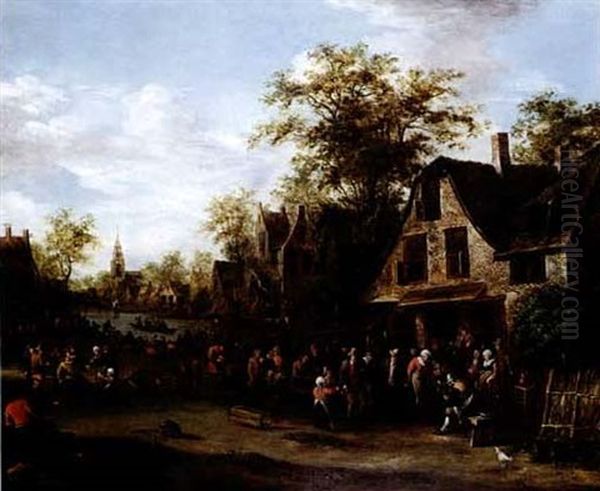 Village Kermesse Oil Painting by E. Ruytenbach