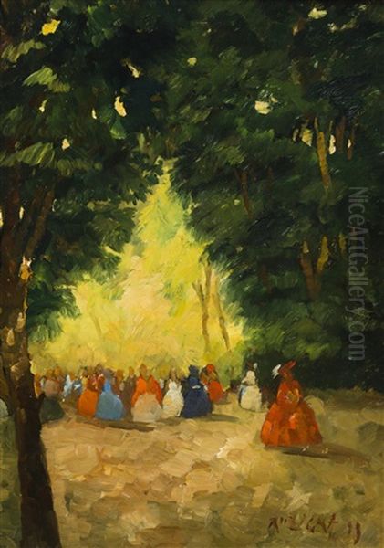 In The Park Oil Painting by Jan Ruzicka Lautenschlager