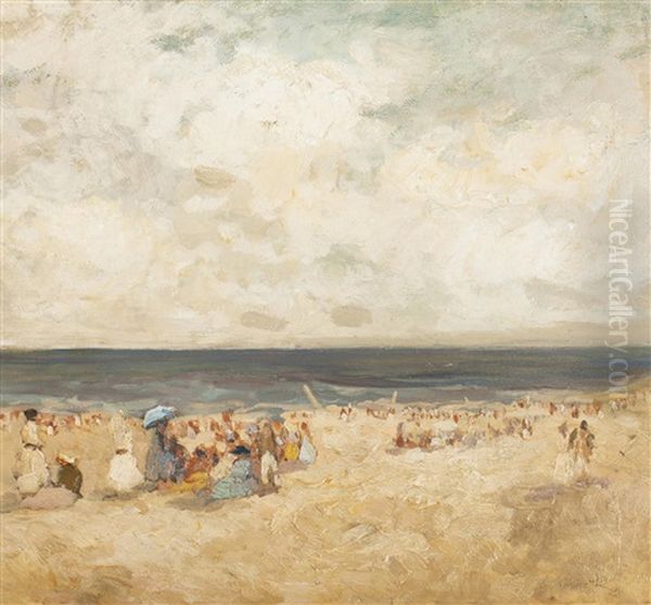 On The Beach Oil Painting by Jan Ruzicka Lautenschlager