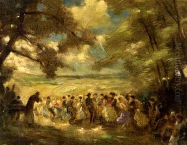 Feiernde Gesellschaft Am Waldrand (no) Oil Painting by Anton Ruzicka-Lautenschlaeger