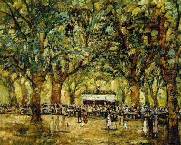 Im Prater Oil Painting by Anton Ruzicka-Lautenschlaeger