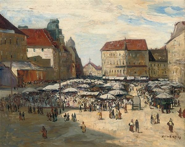 Linz Oil Painting by Hans Ruzicka-Lautenschlaeger