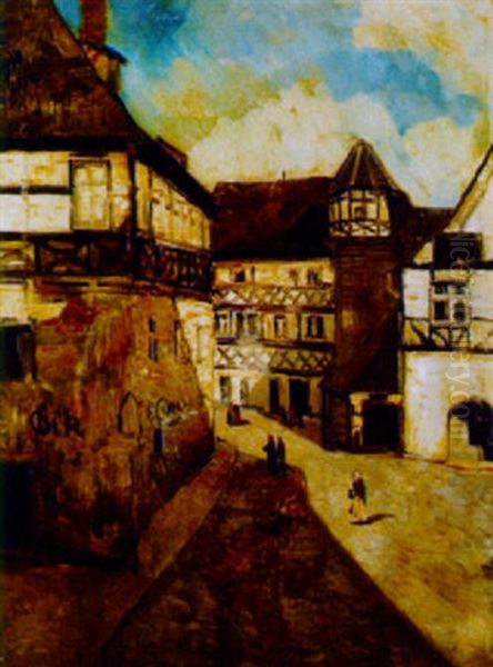 Blick In Eine Gasse Oil Painting by Hans Ruzicka-Lautenschlaeger