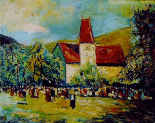 Kirchenplatz Oil Painting by Hans Ruzicka-Lautenschlaeger