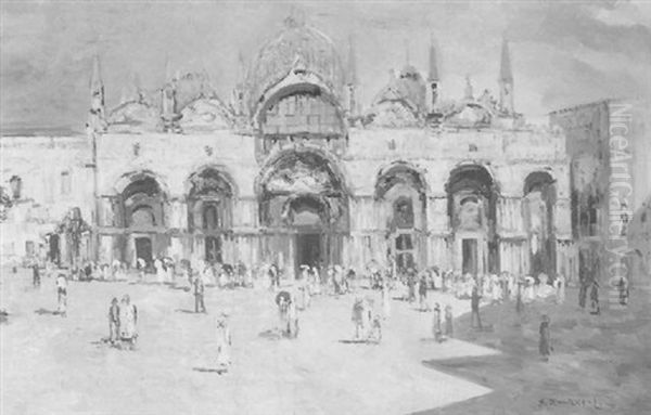 Markusplatz, Venedig Oil Painting by Hans Ruzicka-Lautenschlaeger