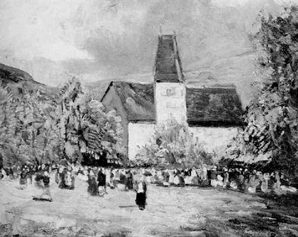 Kirchenplatz Oil Painting by Hans Ruzicka-Lautenschlaeger