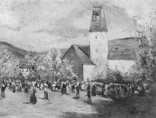 Vor Der Kirche Oil Painting by Hans Ruzicka-Lautenschlaeger