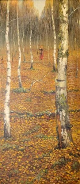 Autumn Landscape Oil Painting by Andrei Petrovich Ryabushkin