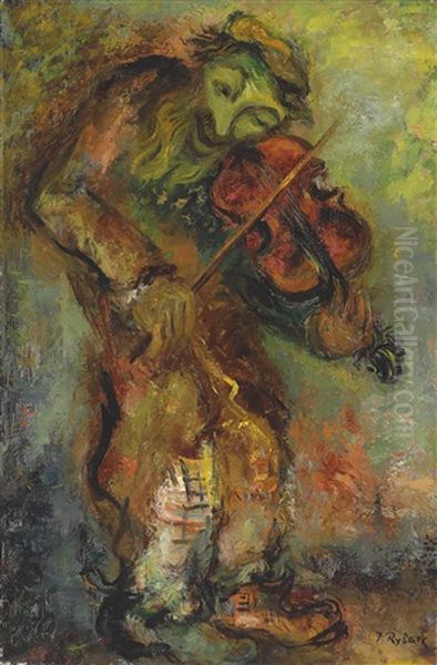 Le Vieux Violoniste Oil Painting by Issachar ber Ryback