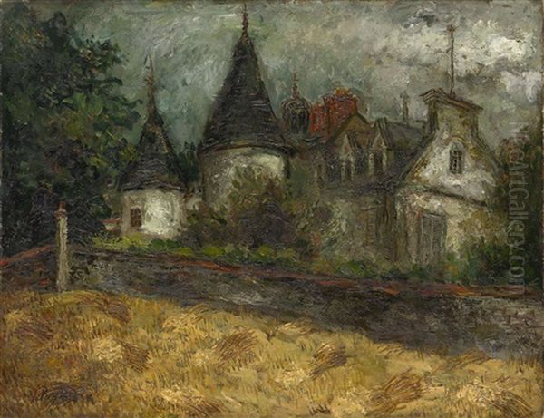 Old Manor House Oil Painting by Issachar ber Ryback