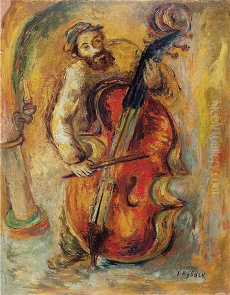 The Cello Oil Painting by Issachar ber Ryback