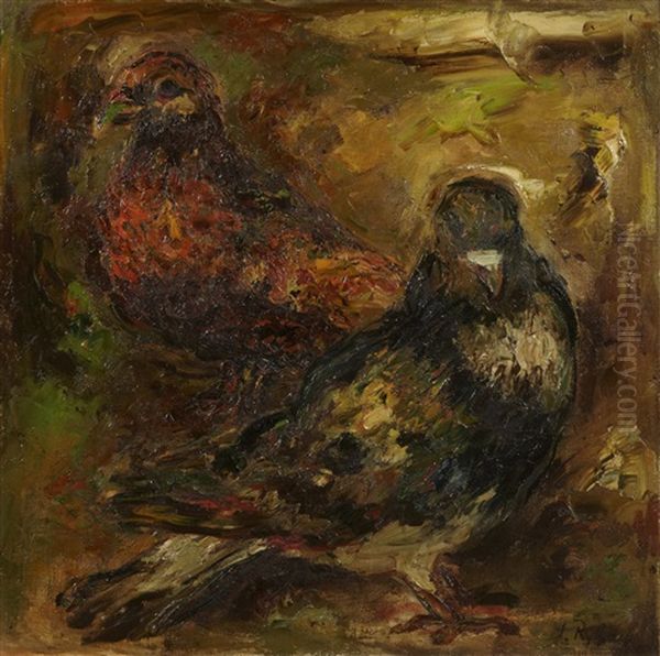 Couple D'oiseaux Oil Painting by Issachar ber Ryback