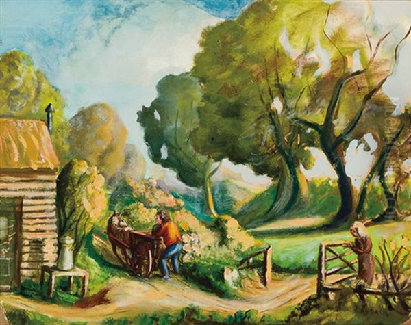 Chores On A Farm Oil Painting by Issachar ber Ryback