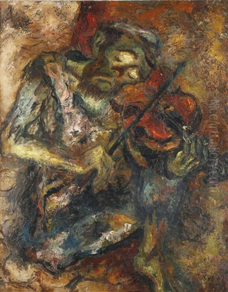 Violoniste Aveugle Oil Painting by Issachar ber Ryback