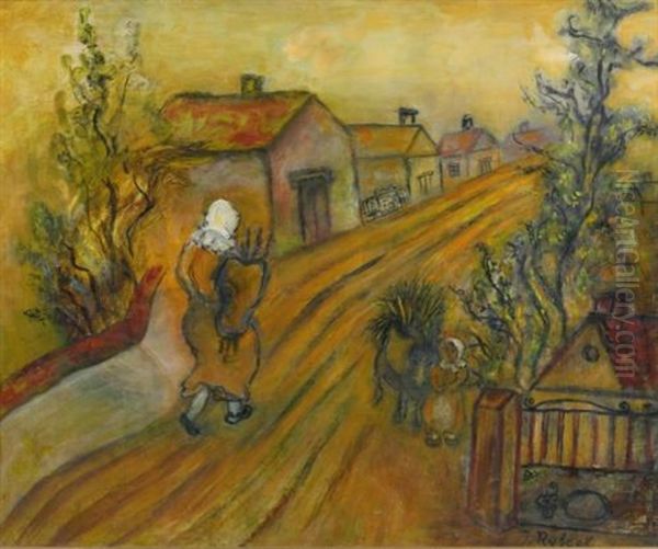 In The Shtetl Oil Painting by Issachar ber Ryback