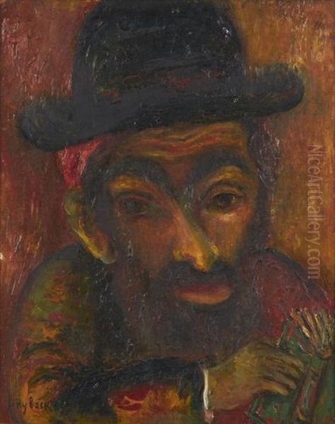 Portrait D'homme Au Chapeau Oil Painting by Issachar ber Ryback