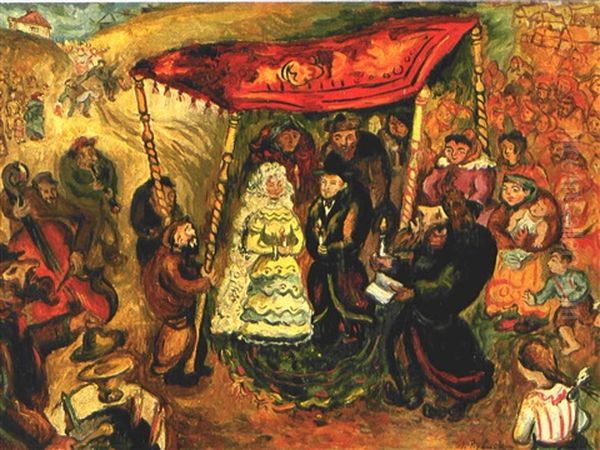 Jewish Wedding Oil Painting by Issachar ber Ryback