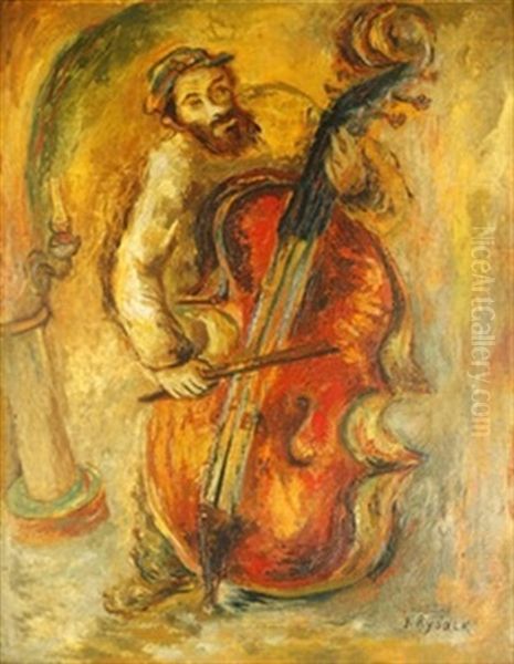 Cello Player Oil Painting by Issachar ber Ryback