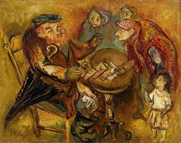 Card Players Oil Painting by Issachar ber Ryback