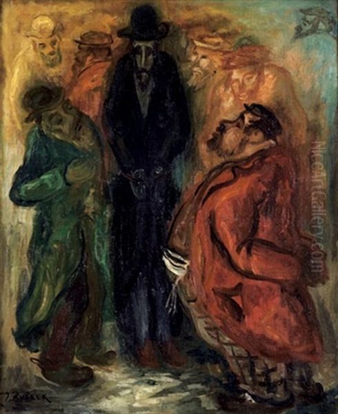 The Discussion Oil Painting by Issachar ber Ryback