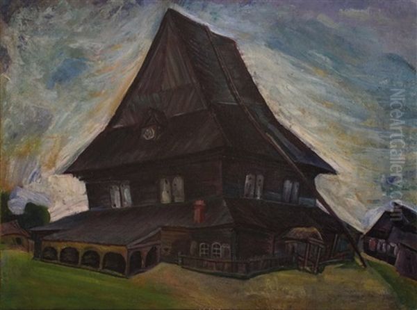 Synagogue Pianov Sokolski Oil Painting by Issachar ber Ryback