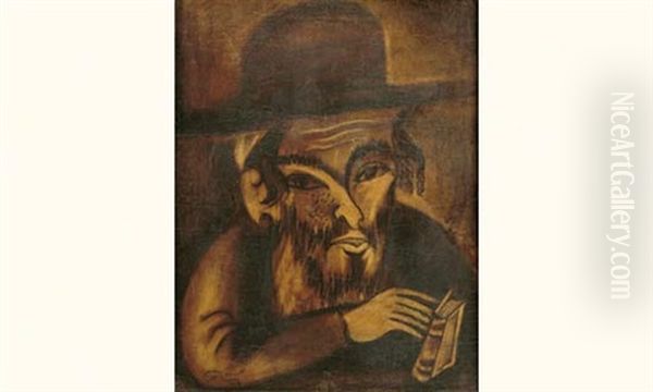 Le Rabbi Oil Painting by Issachar ber Ryback