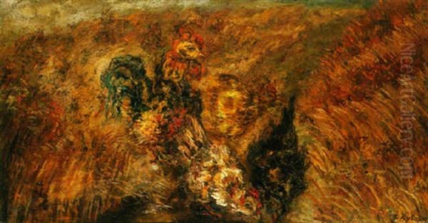 Coq Et Poules Oil Painting by Issachar ber Ryback