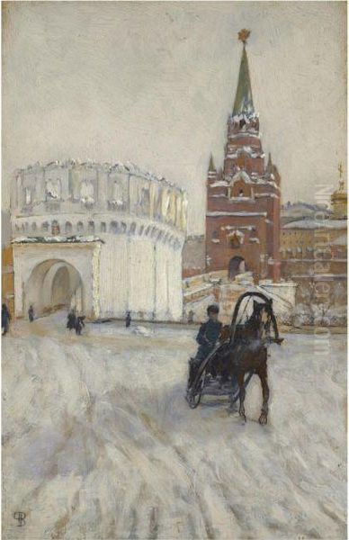 View Of The Kremlin In Winter Oil Painting by Paul Louis Bouchard