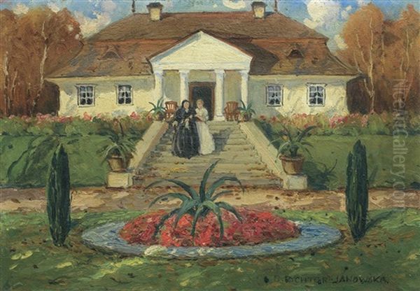 Polish Manor House Oil Painting by Bronislawa Rychter-Janowska